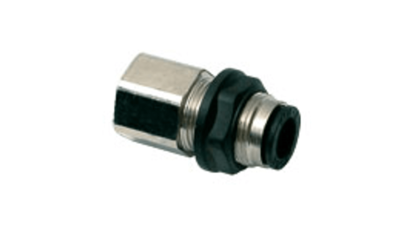 Legris LF3000 Series Bulkhead Threaded-to-Tube Adaptor, G 1/8 Female to Push In 4 mm, Threaded-to-Tube Connection Style