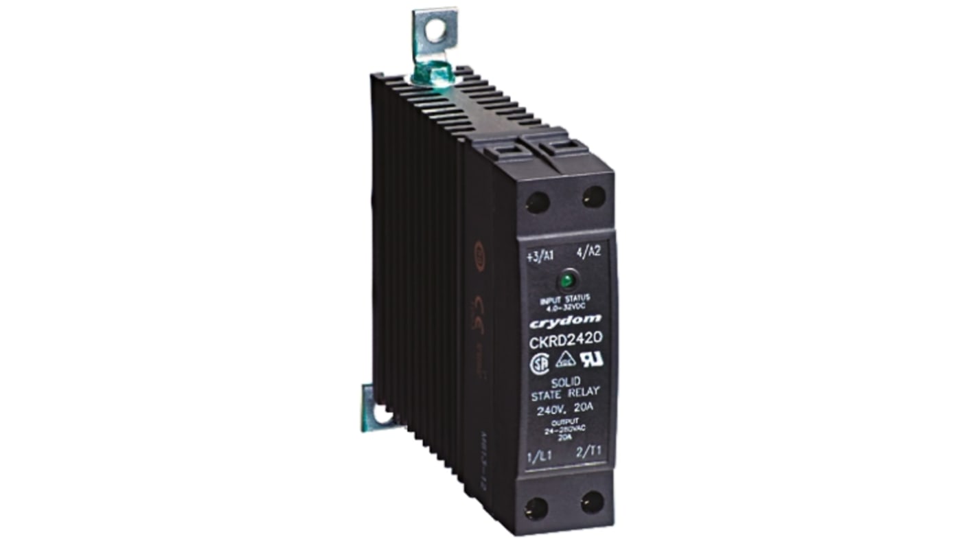 Sensata / Crydom Solid State Relay, 10 A rms Load, DIN Rail Mount, 530 V ac Load, 32 V Control