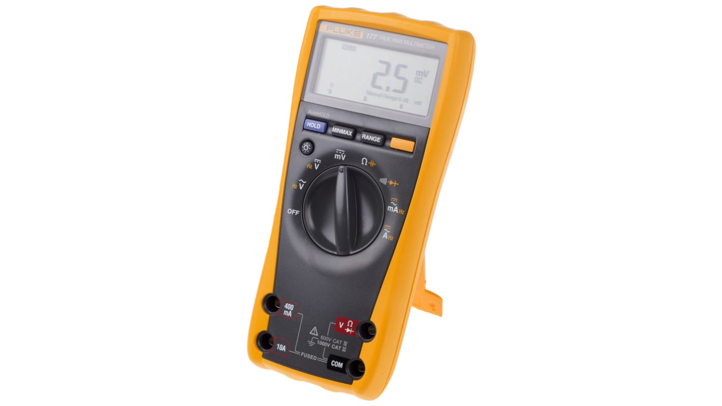 Fluke 177 Handheld Digital Multimeter, True RMS, 10A ac Max, 10A dc Max