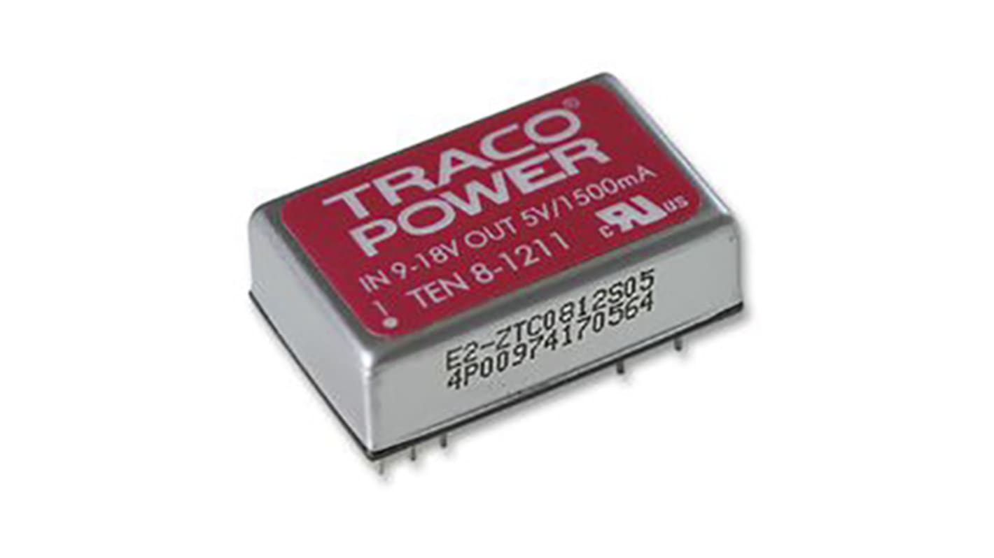 Convertisseur DC-DC TRACOPOWER, TEN 8, Montage traversant, 8W, 2 sorties, ±5V c.c., ±800mA