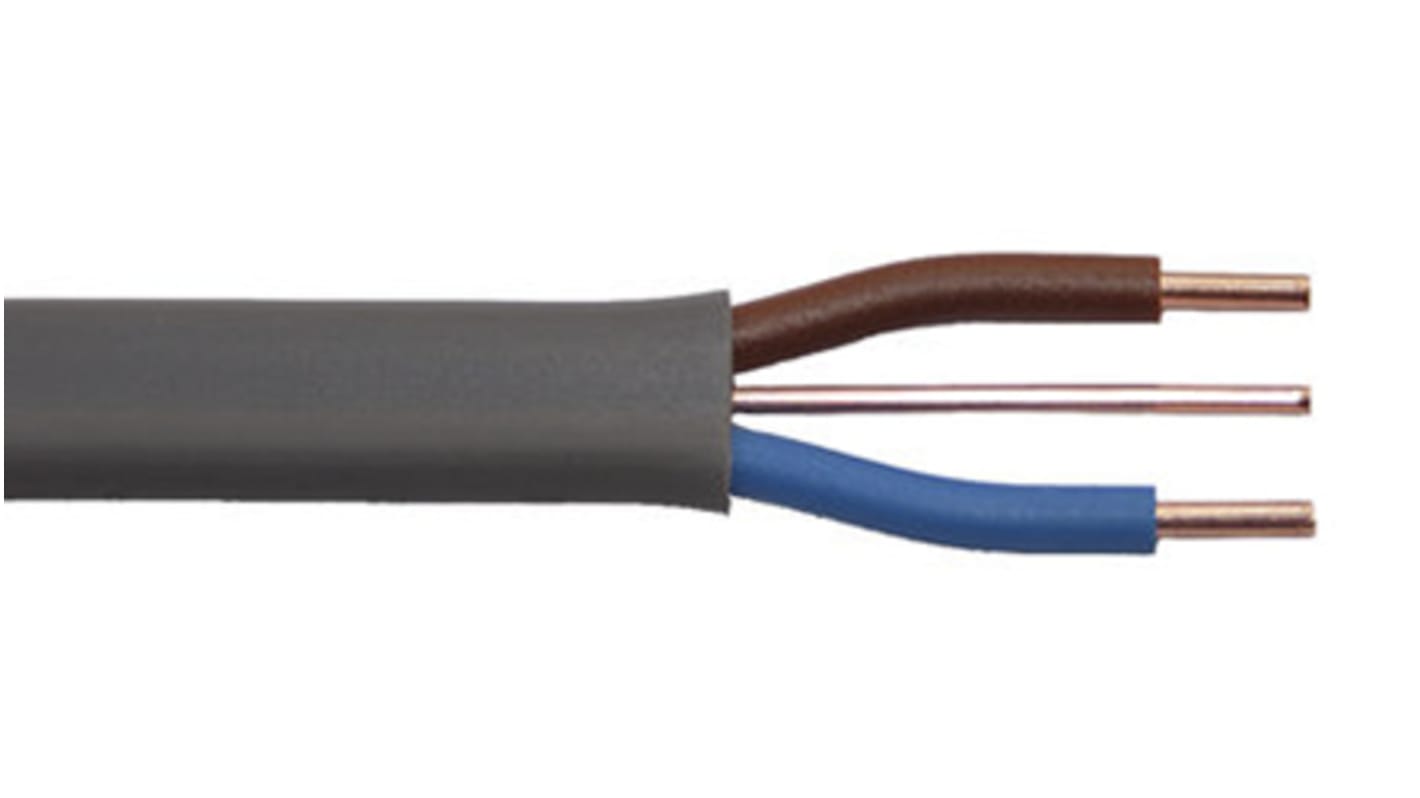 Prysmian 2+E Core Power Cable, 6 mm², 100m, Grey PVC Sheath, Twin & Earth, 47 A, 500 V