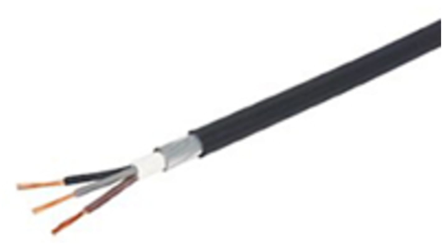 Prysmian BS6724 (std) Bewehrte Kabel, 2-adrig Schwarz x 1,5 mm² /Ø 10.8mm 38 A, 1 kV, 600 V, PVC