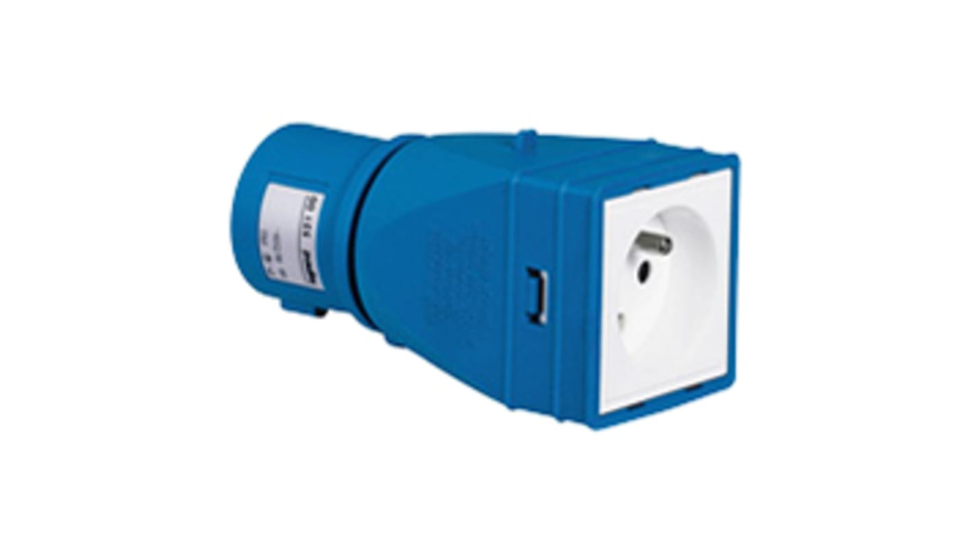 Ipari tápcsatlakozó adapter (Fekete), 2P+E, 16A, 230 V, IP40