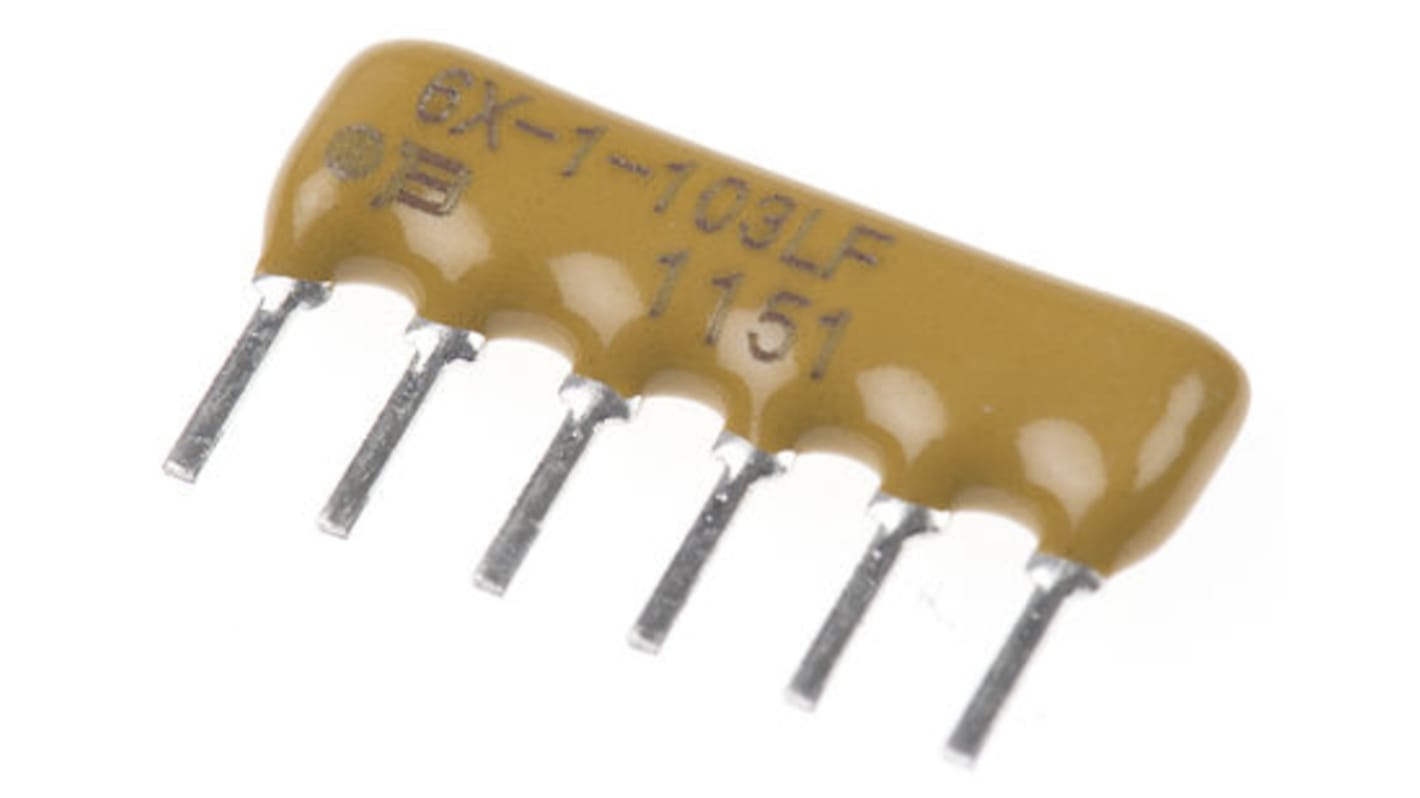 Bourns, 4600X 1kΩ ±2% Bussed Resistor Array, 5 Resistors, 0.75W total, SIP, Through Hole