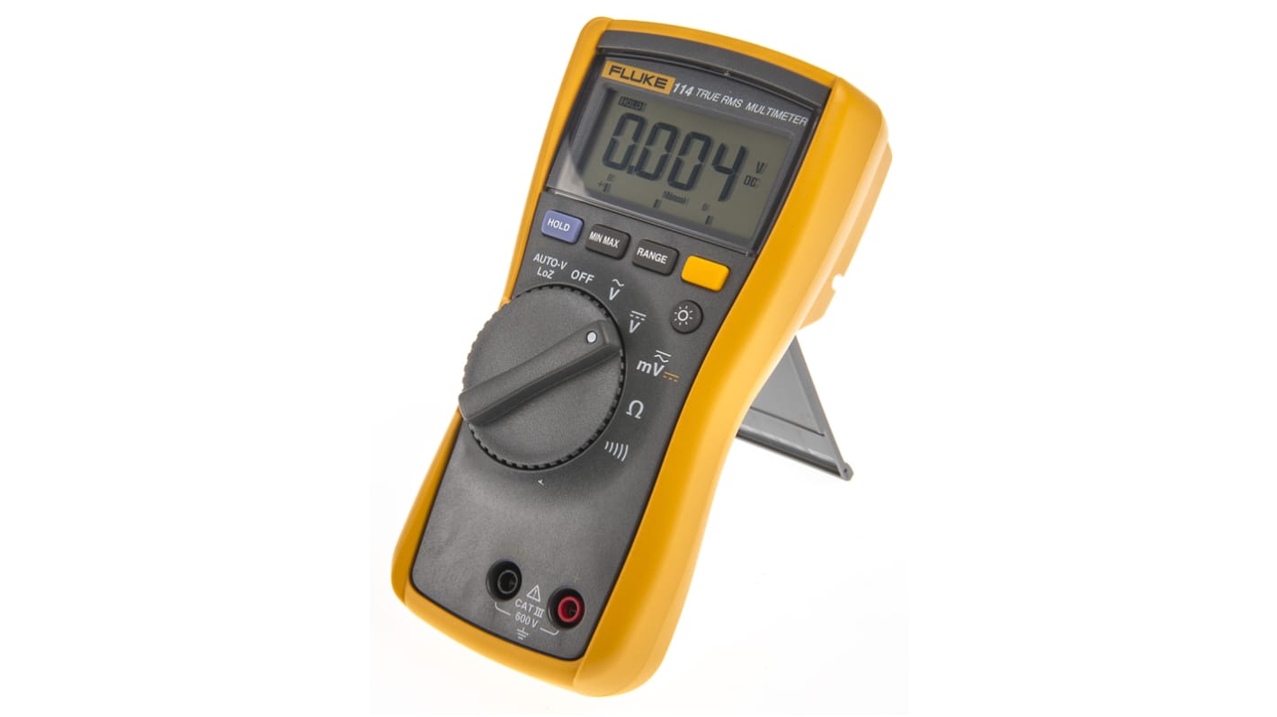 Fluke 114 Handheld Digital Multimeter, True RMS, 600V ac Max - RS Calibrated