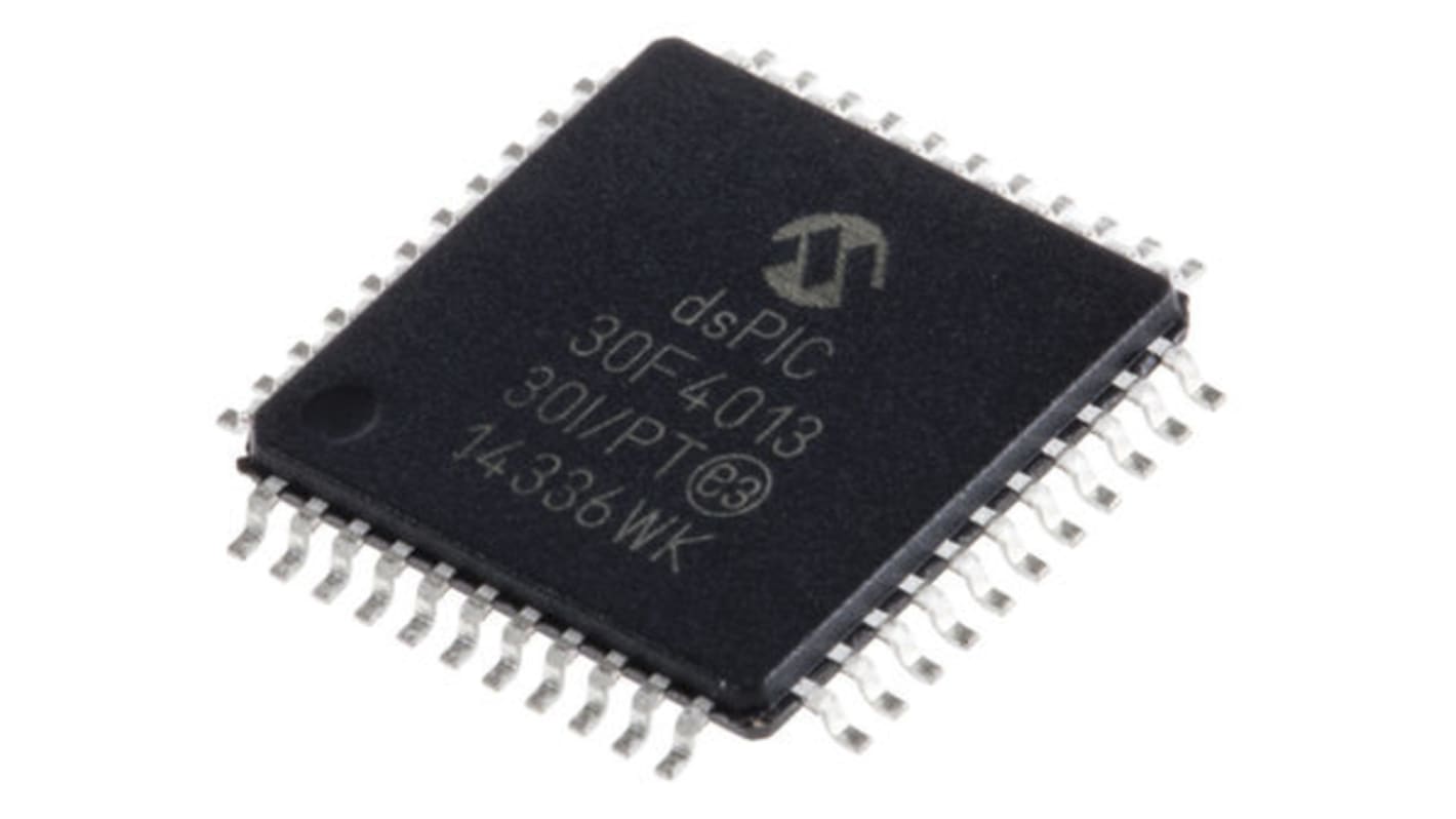 dsPIC30F4013-30I/PT Microchip dsPIC30F, 16bit Digital Signal Processor 30MIPS 1.024 kB, 48 kB Flash 44-Pin TQFP