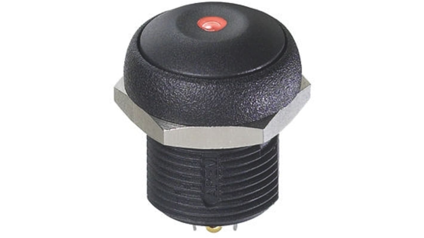 APEM Illuminated Push Button Switch, Momentary, Panel Mount, 14.8mm Cutout, SPST, Red LED, 250V ac, IP67