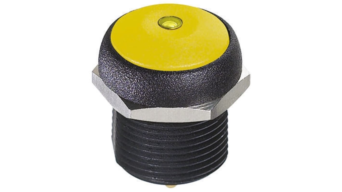 APEM Illuminated Push Button Switch, Momentary, Panel Mount, 14.8mm Cutout, SPST, Yellow LED, 250V ac, IP67