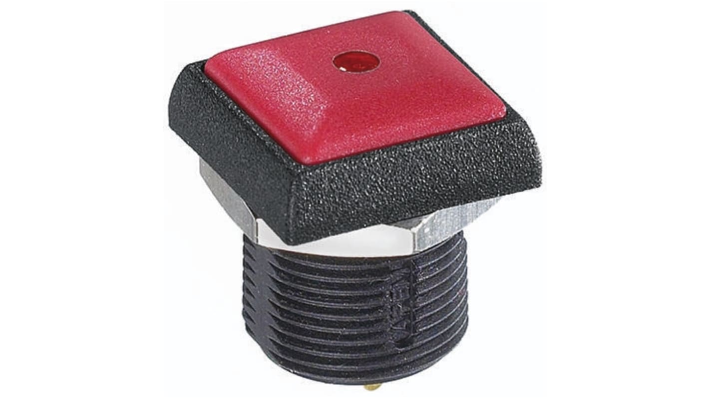 APEM Illuminated Push Button Switch, Momentary, Panel Mount, 14.8mm Cutout, SPST, Red LED, 250V ac, IP67