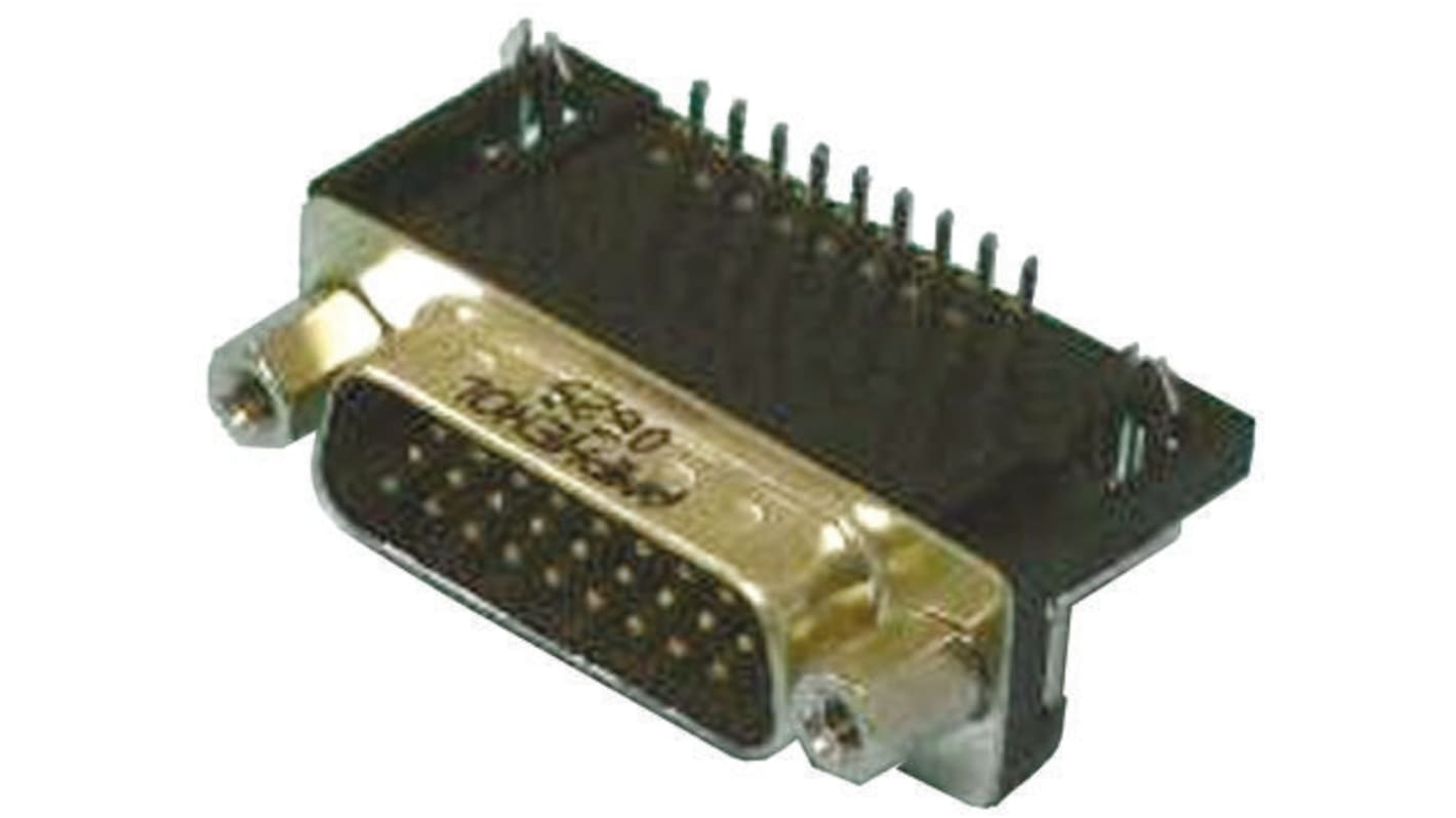 Amphenol L717HD 15 Way Right Angle Through Hole D-sub Connector Plug, with 4-40 UNC Female Screwlocks, Boardlocks