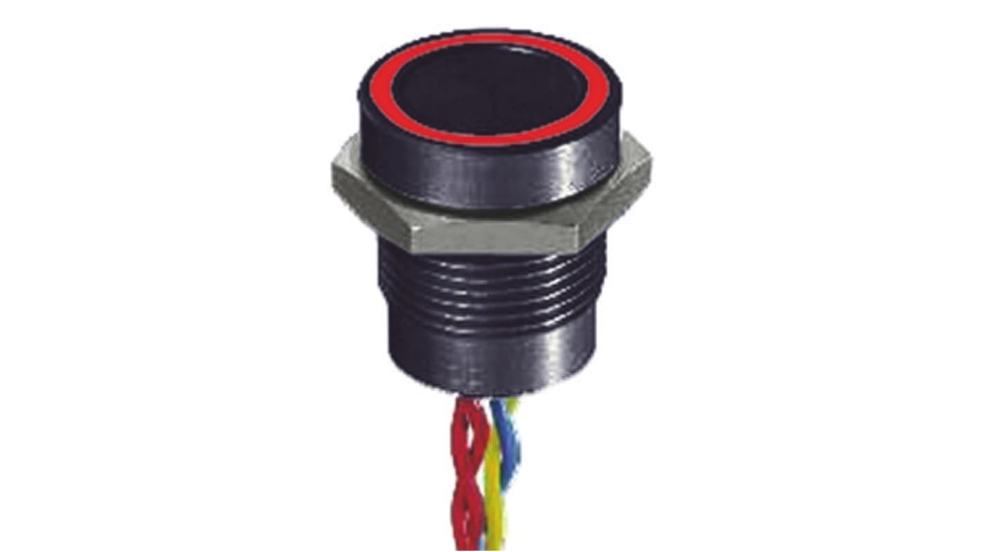 Przełącznik piezoelektryczny, Przewlekany, 200 mA przy 24 V DC, SPST, Czerwony, -40 → +75°C