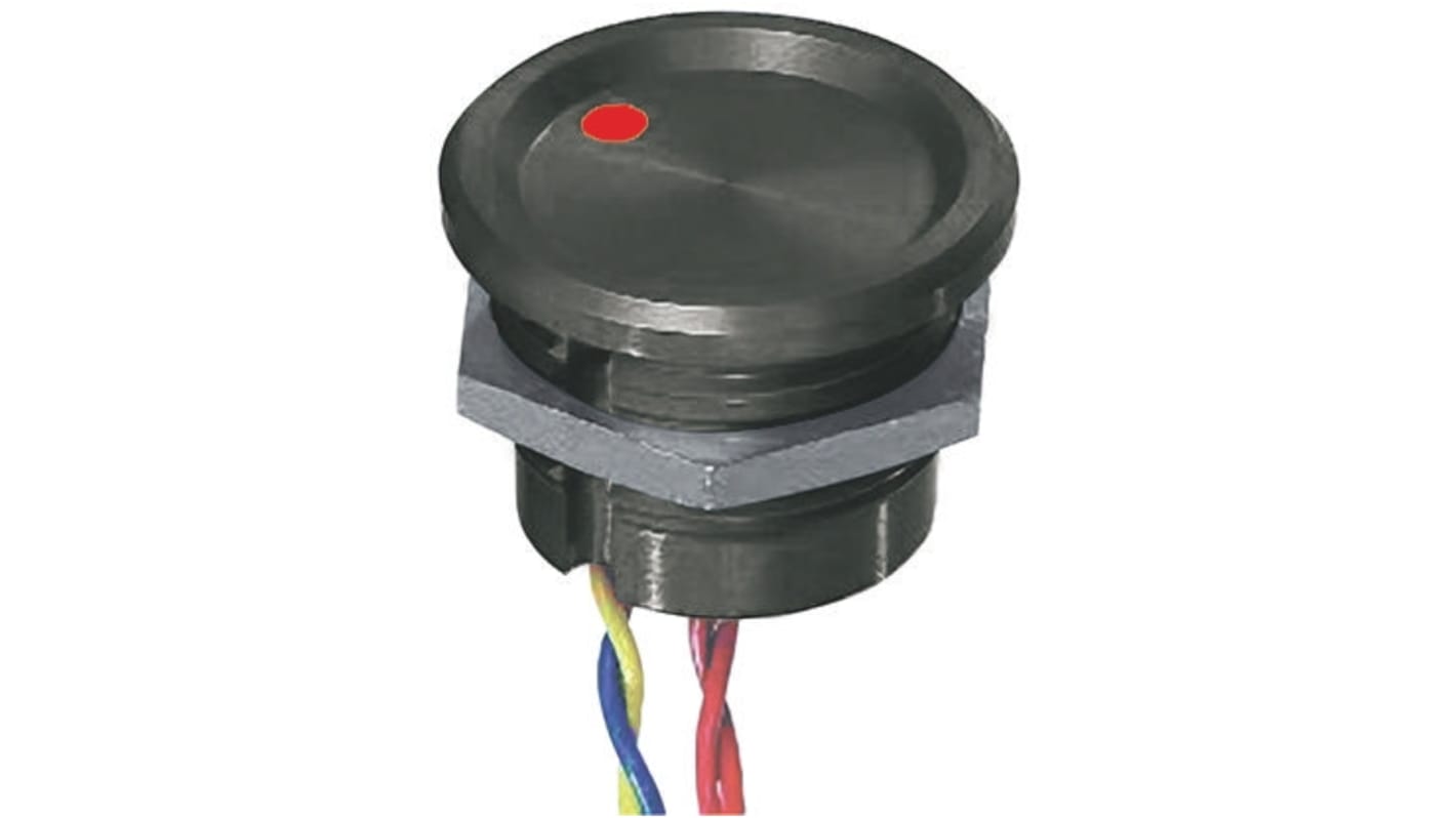 APEM Illuminated Push Button Switch, Momentary, Central Fixing With Metal Lock Nut, 16.2mm Cutout, SPST, Red/Green LED,