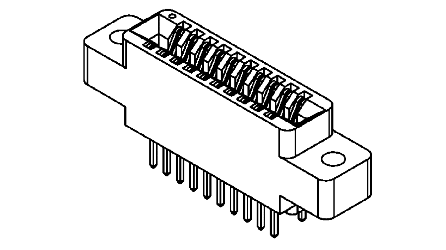 Hranový konektor, rozteč: 2.54mm, počet kontaktů: 50, počet řad: 2, orientace těla: Rovný, Postranní montáž, Samice, 30A