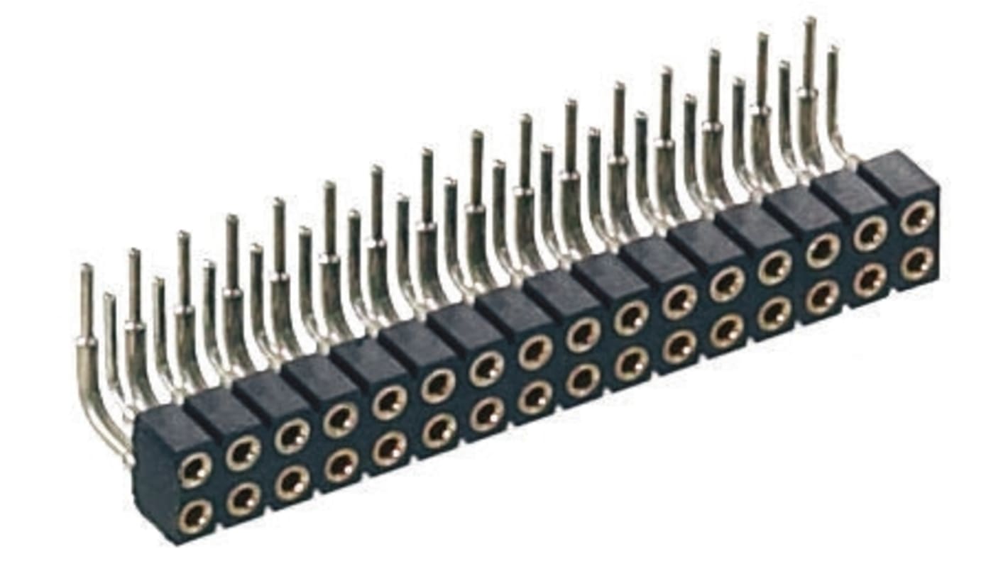 Preci-Dip 833 Series Right Angle PCB Mount PCB Socket, 16-Contact, 2-Row, 2mm Pitch, Solder Termination