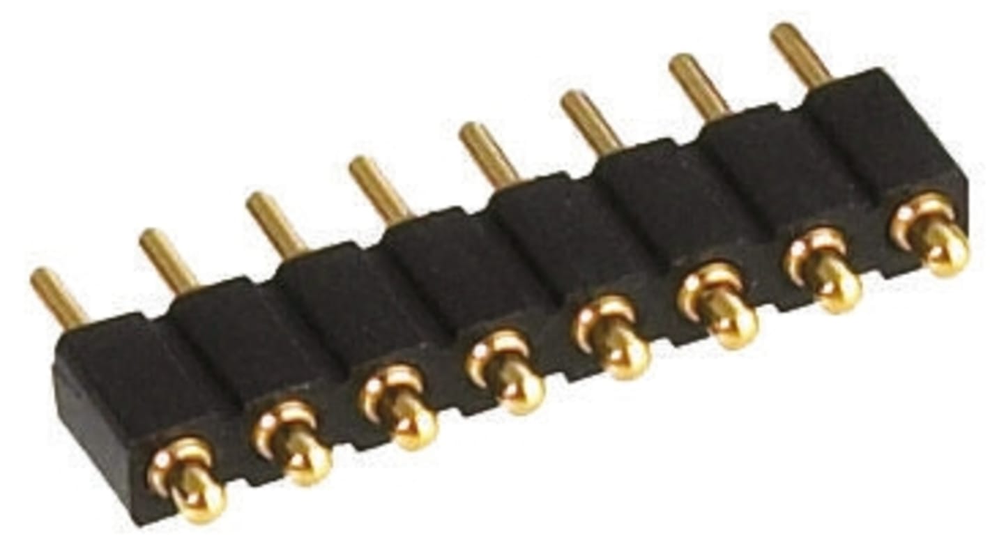 Preci-Dip Straight Through Hole Spring Loaded Connector, 9 Contact(s), 2.54mm Pitch, 1 Row(s), Shrouded