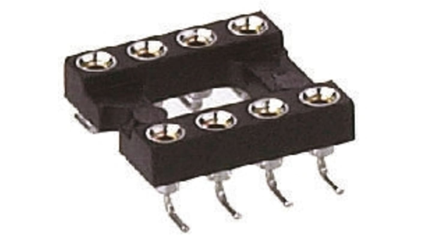 Preci-Dip 2.54mm Pitch Vertical 4 Way, SMT Turned Pin Open Frame IC Dip Socket, 1A