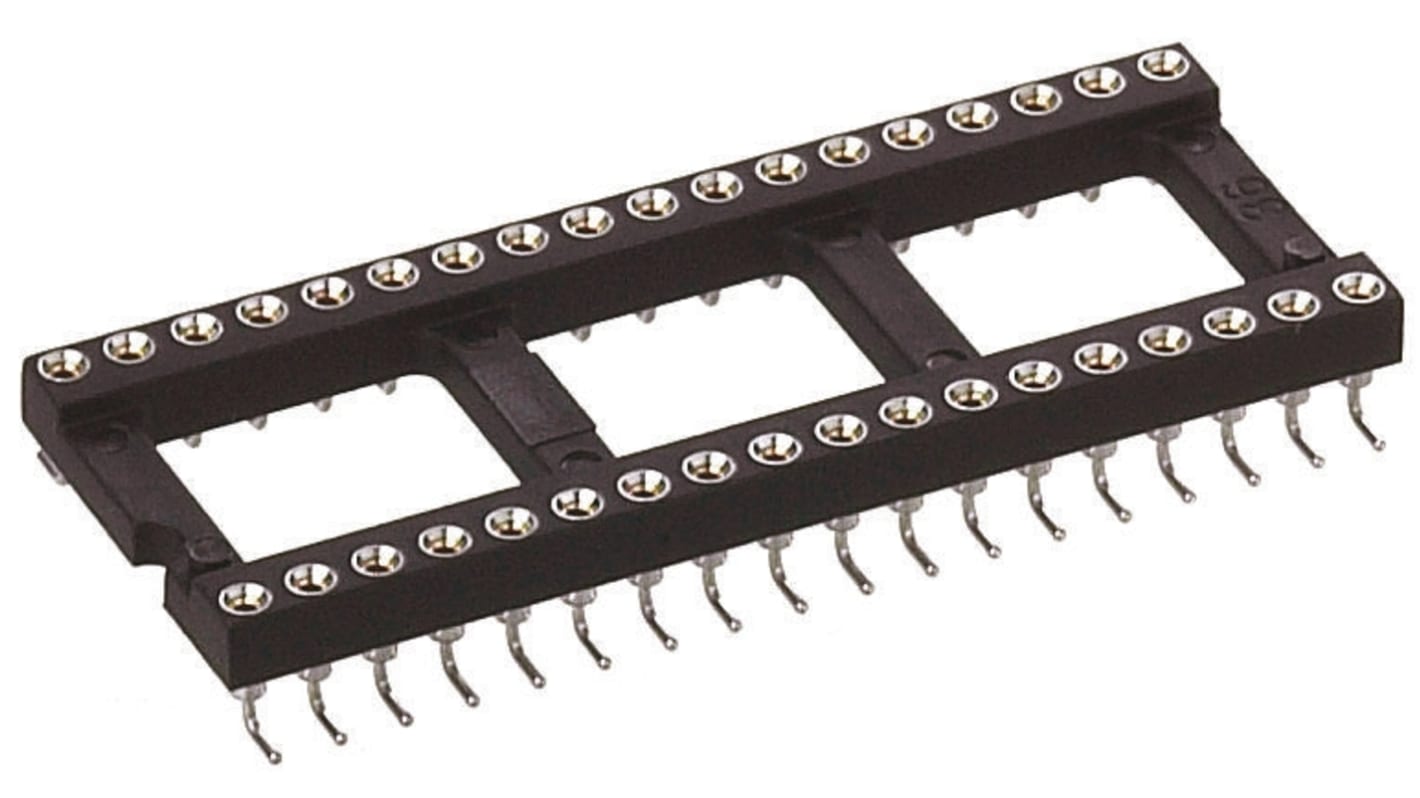 Preci-Dip 2.54mm Pitch Vertical 28 Way, SMT Turned Pin Open Frame IC Dip Socket, 1A