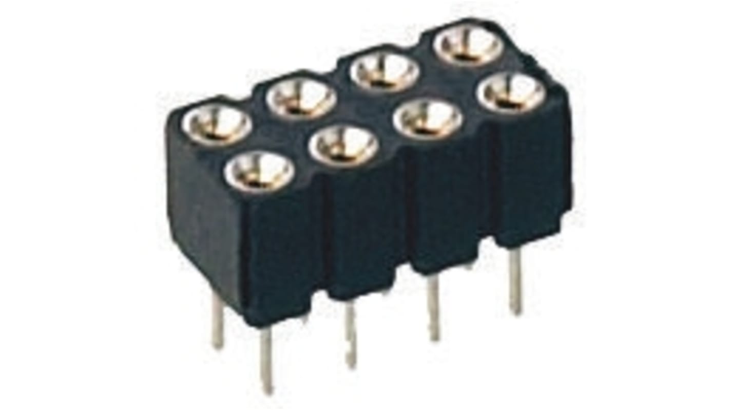 Preci-Dip Straight Through Hole Mount PCB Socket, 8-Contact, 2-Row, 2.54mm Pitch, Solder Termination