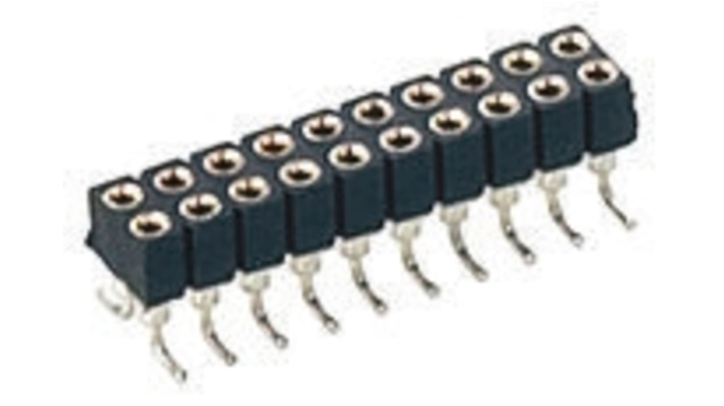 Conector hembra para PCB a 90° Preci-Dip serie 833, de 10 vías en 2 filas, paso 2mm, 100 V , 150 V., 12A, Montaje