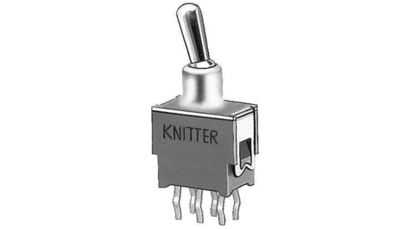 KNITTER-SWITCH Toggle Switch, PCB Mount, On-On, DPDT, Through Hole Terminal, 48V