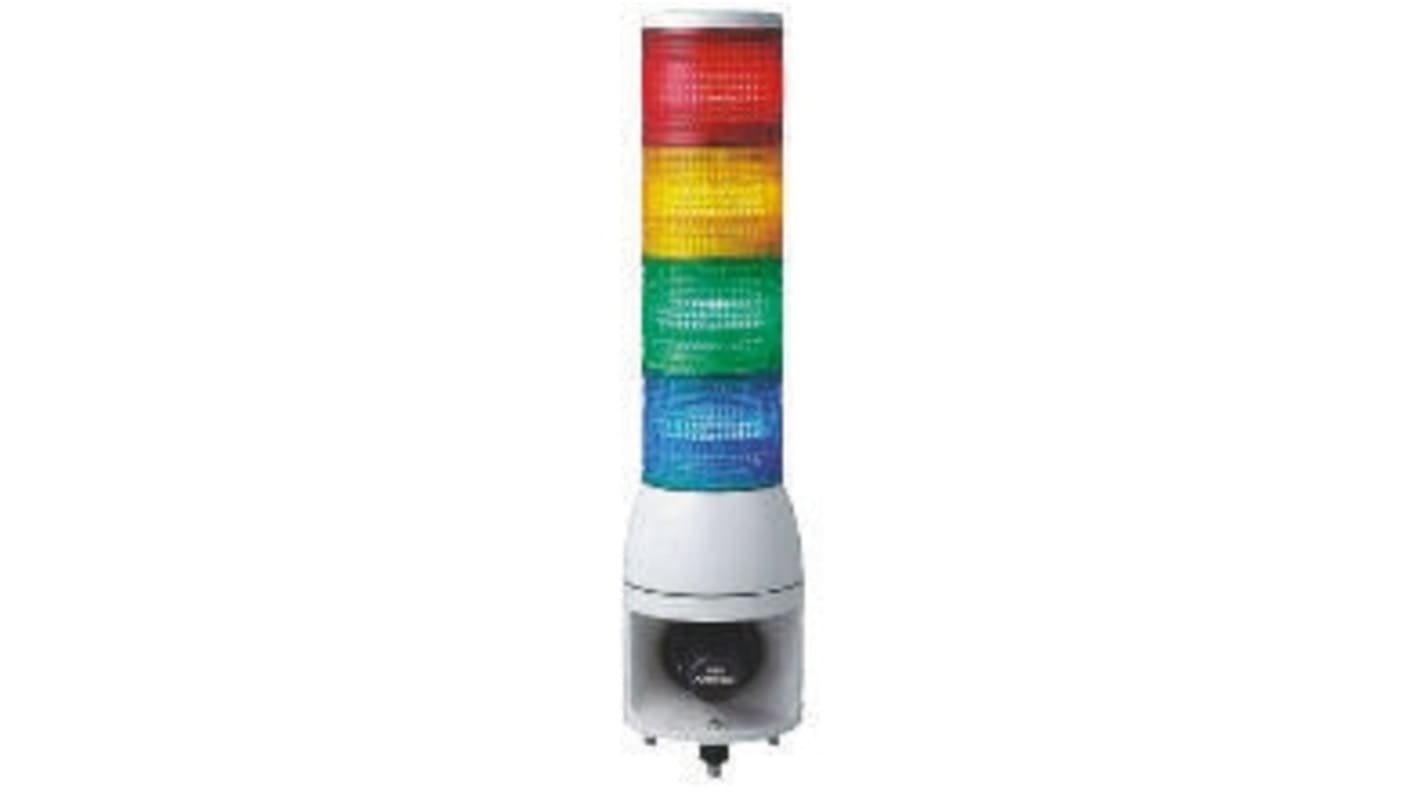 Columna de señalización Schneider Electric Harmony XVC1, LED, con 4 elementos Rojo/Verde/Ámbar/Azul, 85dB @ 1 m, 24 Vdc