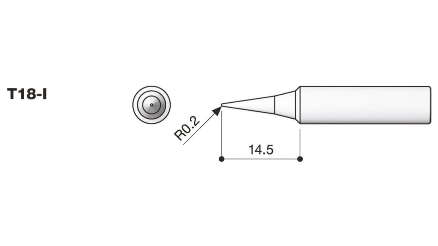 Panne de fer à souder Hakko, sabot droit, série T18, R0,2 mm, pour Fers à souder Hakko