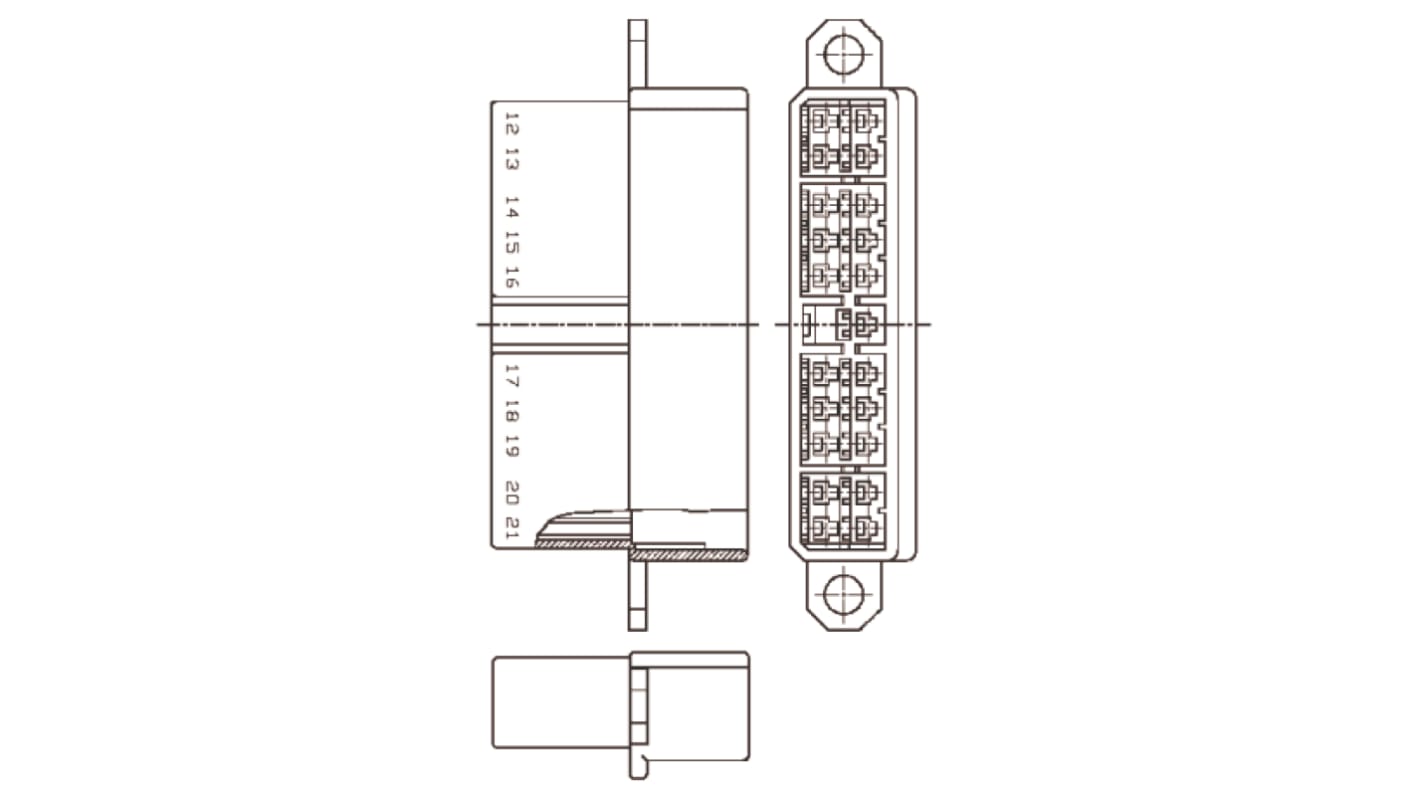 TE Connectivity Multi-Interlock Mark II Steckverbindergehäuse Buchse, 13-polig / 2-reihig Gerade für Freiverdrahteter