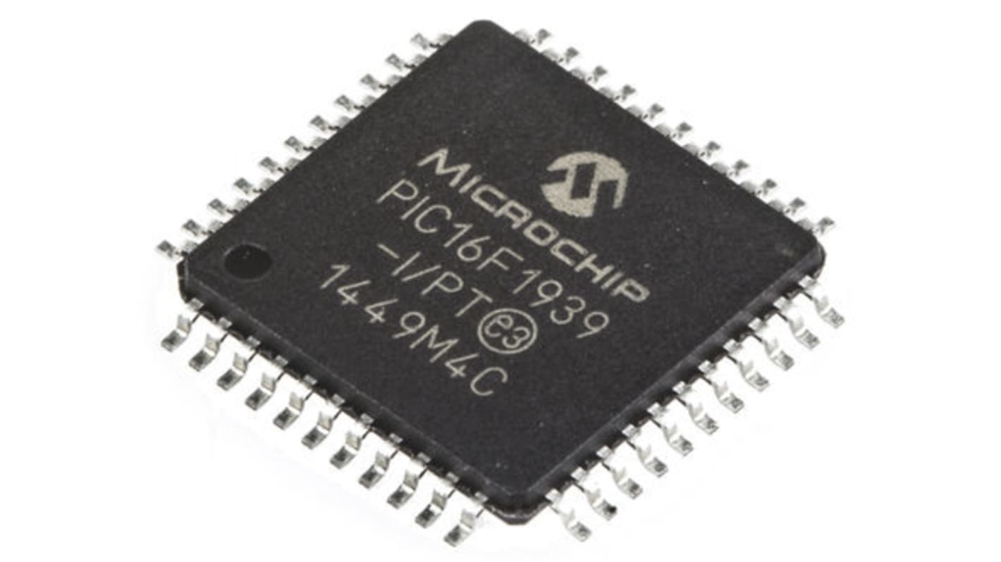 Microcontrolador Microchip PIC16F1939-I/PT, núcleo PIC de 8bit, RAM 1,024 kB, 256 B, 32MHZ, TQFP de 44 pines
