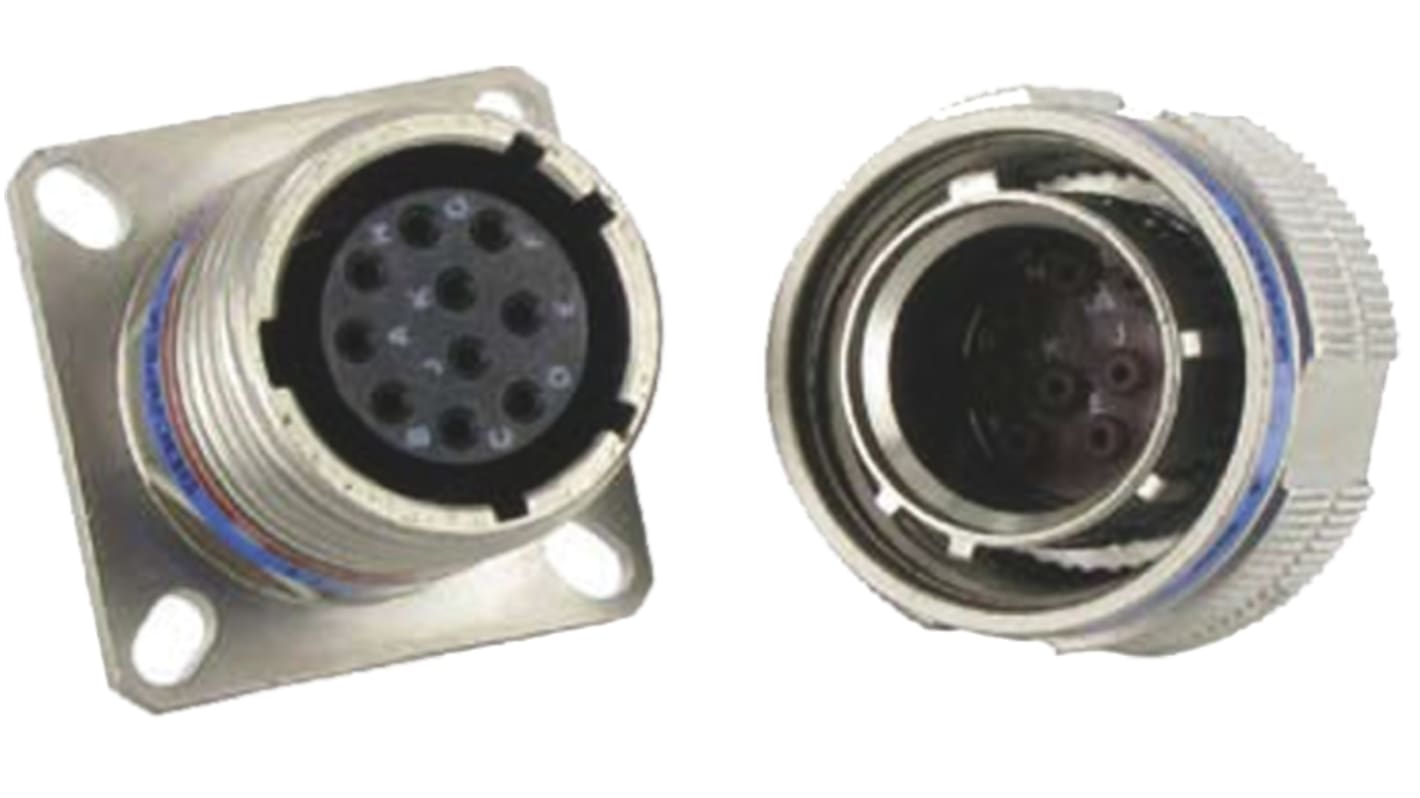 Amphenol 13 Way Wall Mount MIL Spec Circular Connector Receptacle, Socket Contacts,Shell Size 11, Screw Coupling,