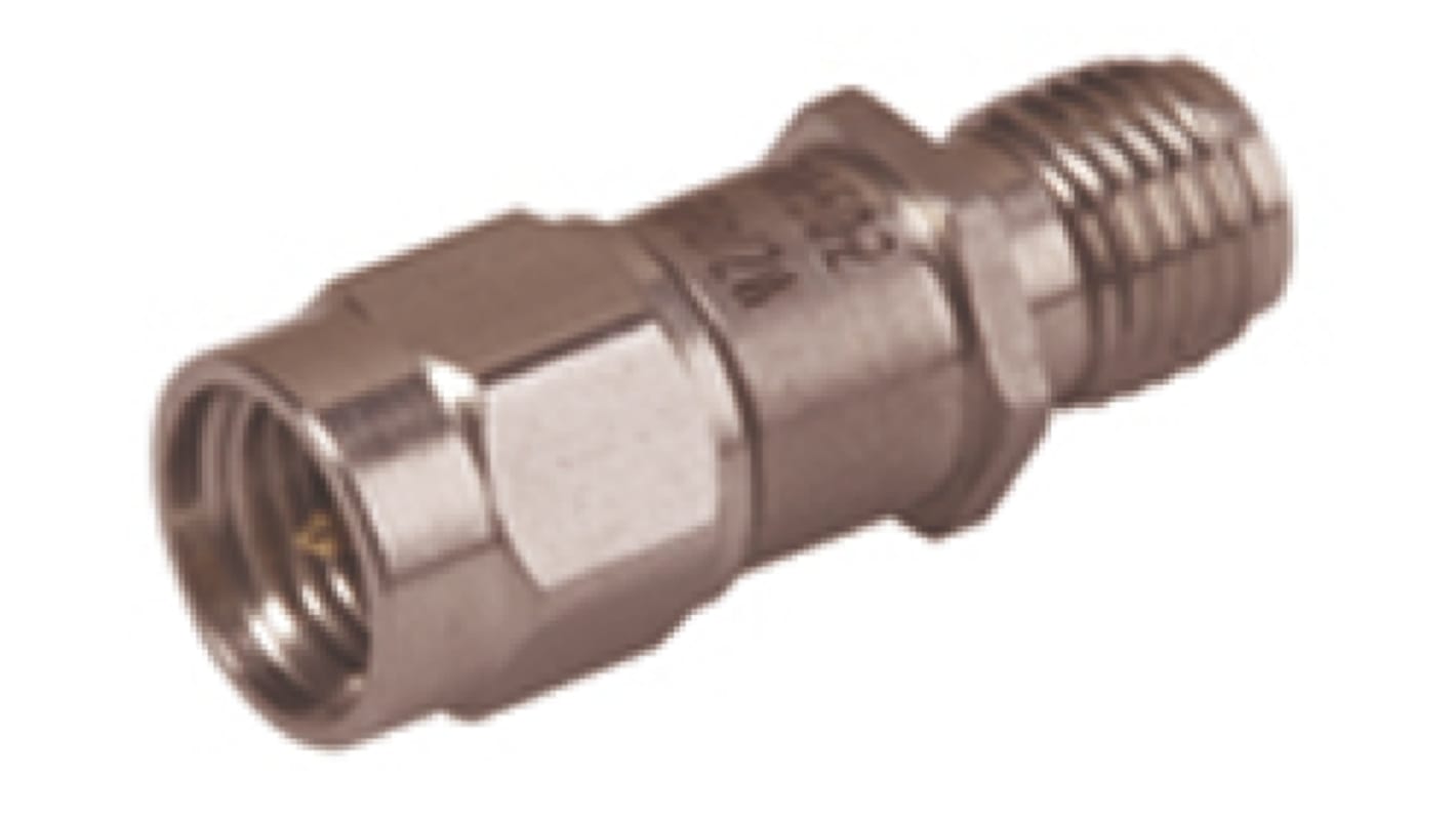 Atenuador de RF Huber+Suhner 6601_SMA-50-2/199_NE, 50Ω, Conector macho a conector hembra SMA 1dB, DC → 6GHz