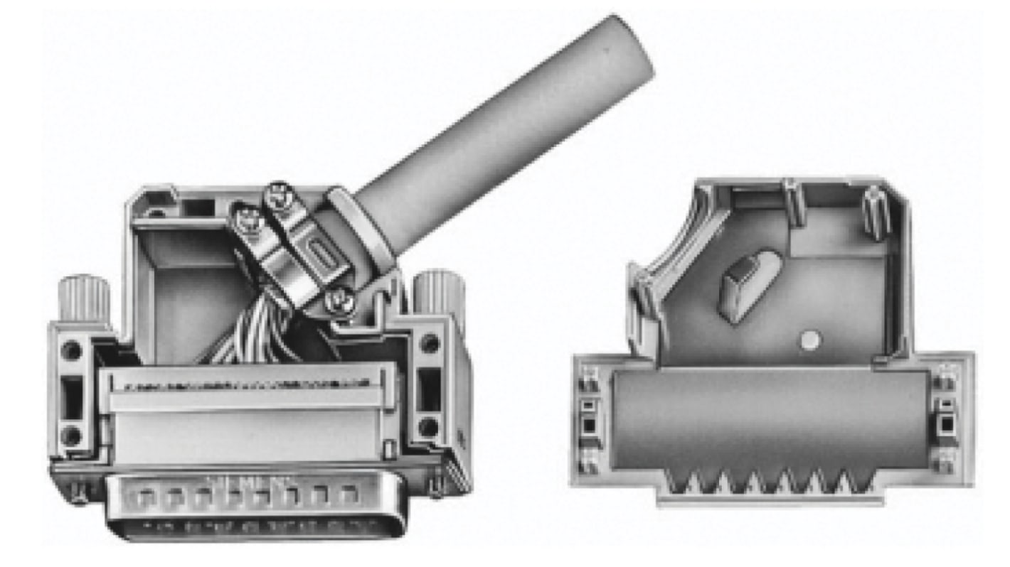 TE Connectivity AMPLIMITE Series Polymer Right Angle D Sub Backshell, 37 Way