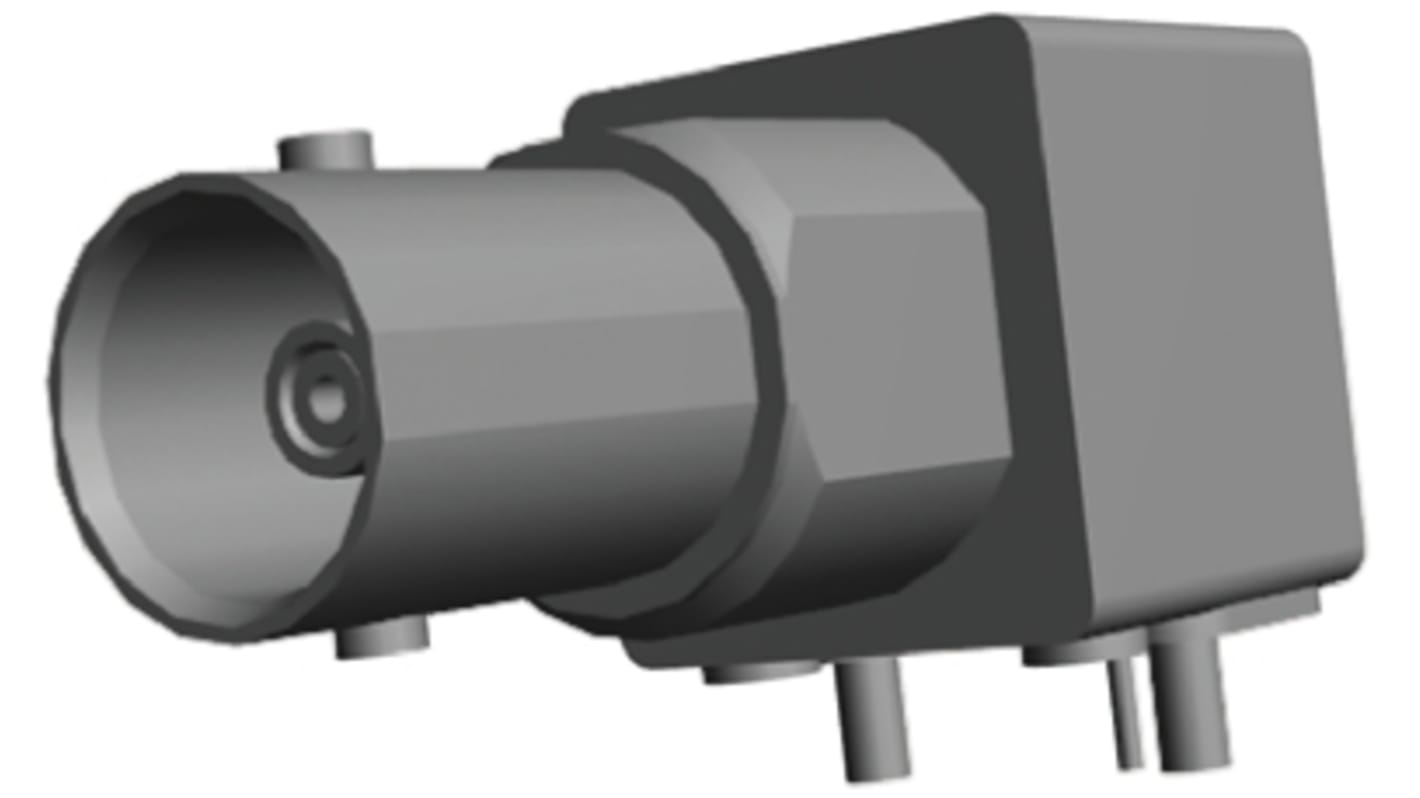 TE Connectivity, jack PCB Mount BNC Connector, 75Ω, Through Hole Termination, Right Angle Body