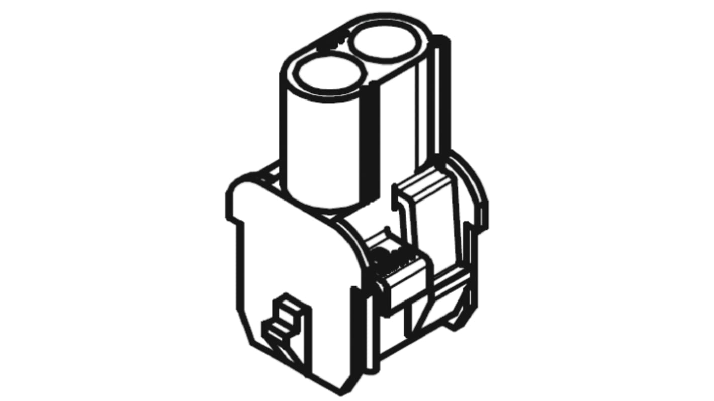 Boitier de connecteur Femelle, 2 contacts 1 rang , pas 6.35mm, Droit, Montage panneau, série MLX