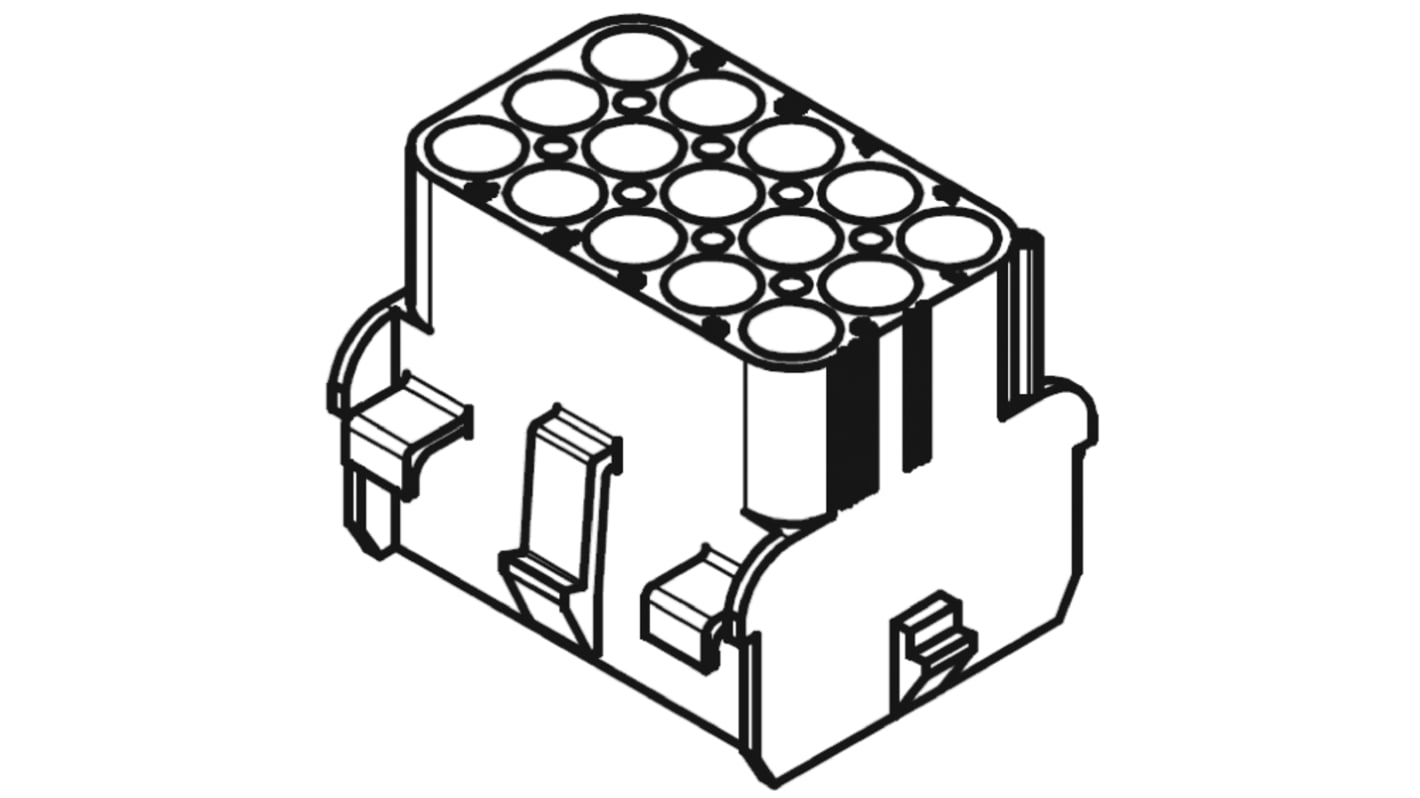 Carcasa de conector Molex 50-84-2152, Serie MLX, paso: 6.35mm, 15 contactos, 3 filas, Recto, Hembra, Montaje en Panel