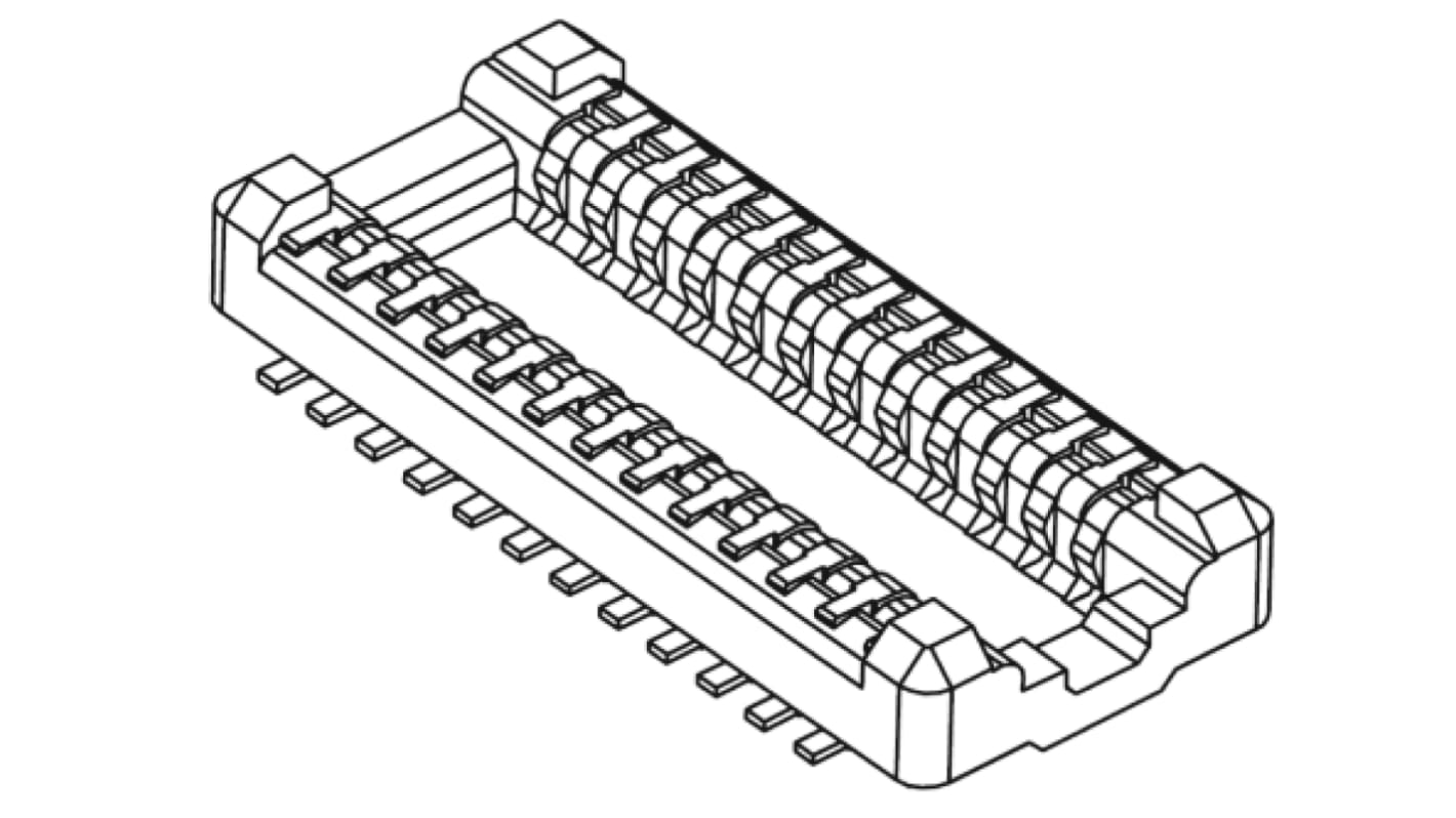 Molex SlimStack Series Straight Surface Mount PCB Socket, 20-Contact, 2-Row, 0.4mm Pitch, Solder Termination