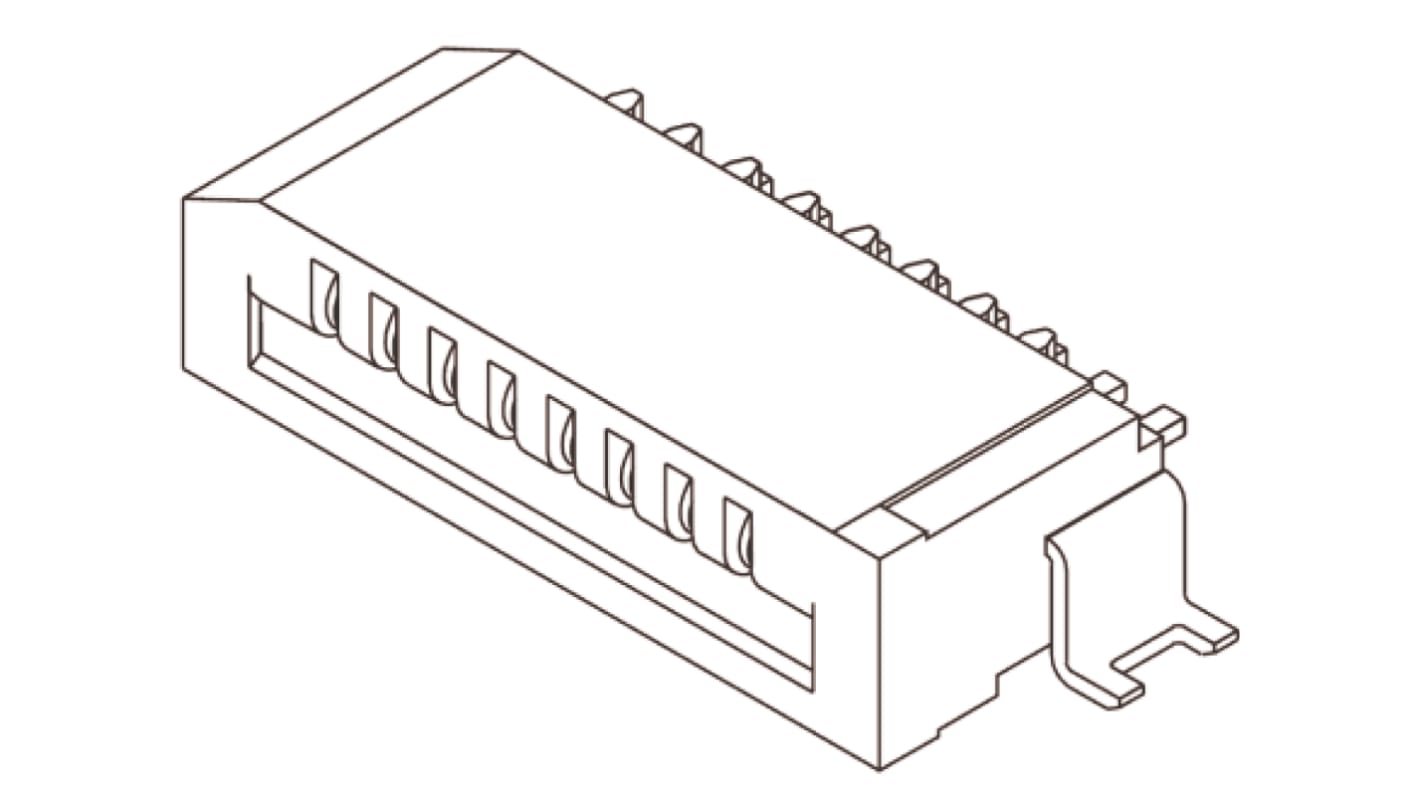 Connecteur FPC Molex série Easy-On, 8 Contacts pas 1mm, 1 Rangée(s), Femelle Angle droit, montage SMT 52806