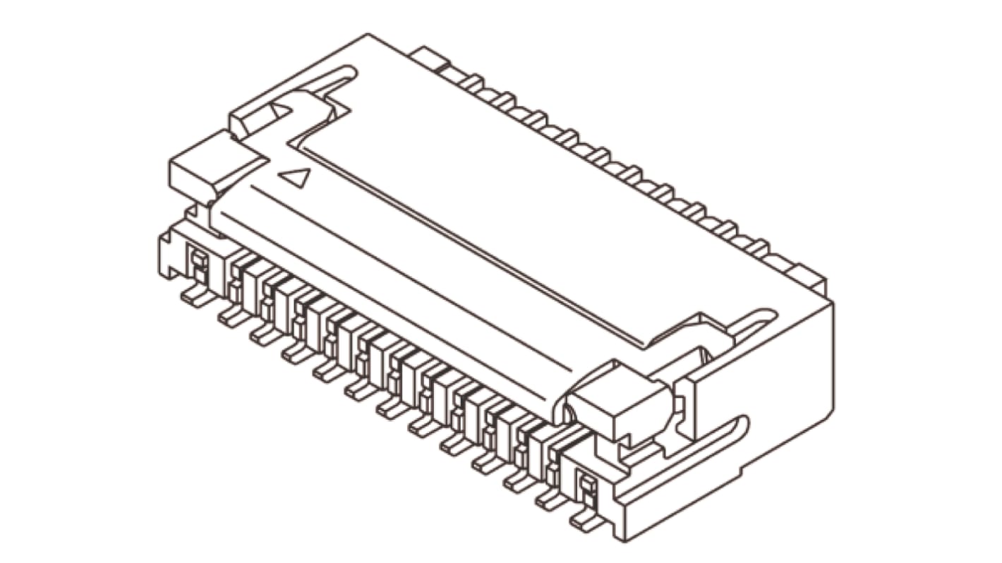 Connettore FPC Molex, 39 via/e , 1 fila/e , passo 0.3mm, Femmina, Contatto inferiore ZIF, Montaggio superficiale