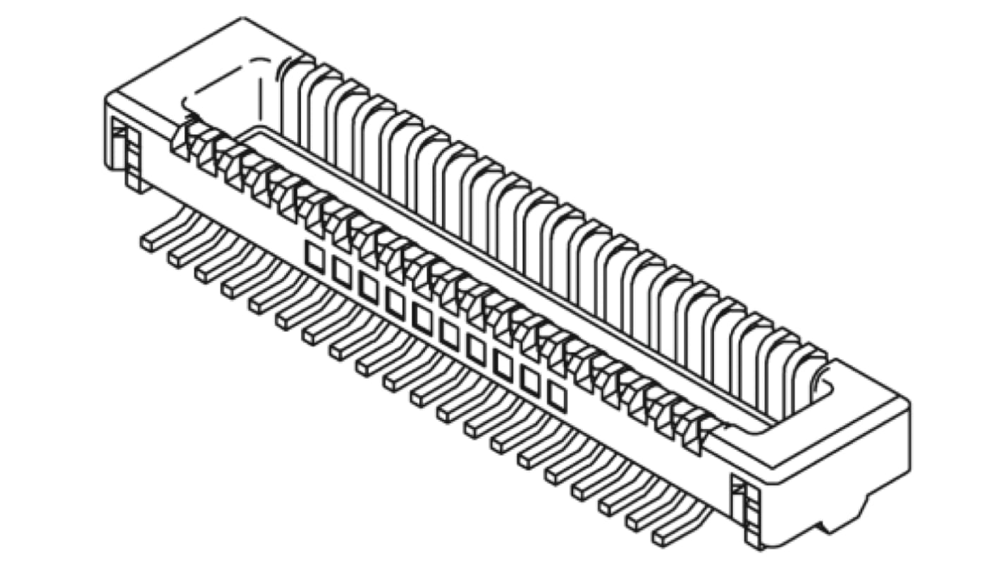 Molex SlimStack Series Straight Surface Mount PCB Header, 80 Contact(s), 0.4mm Pitch, 2 Row(s), Shrouded