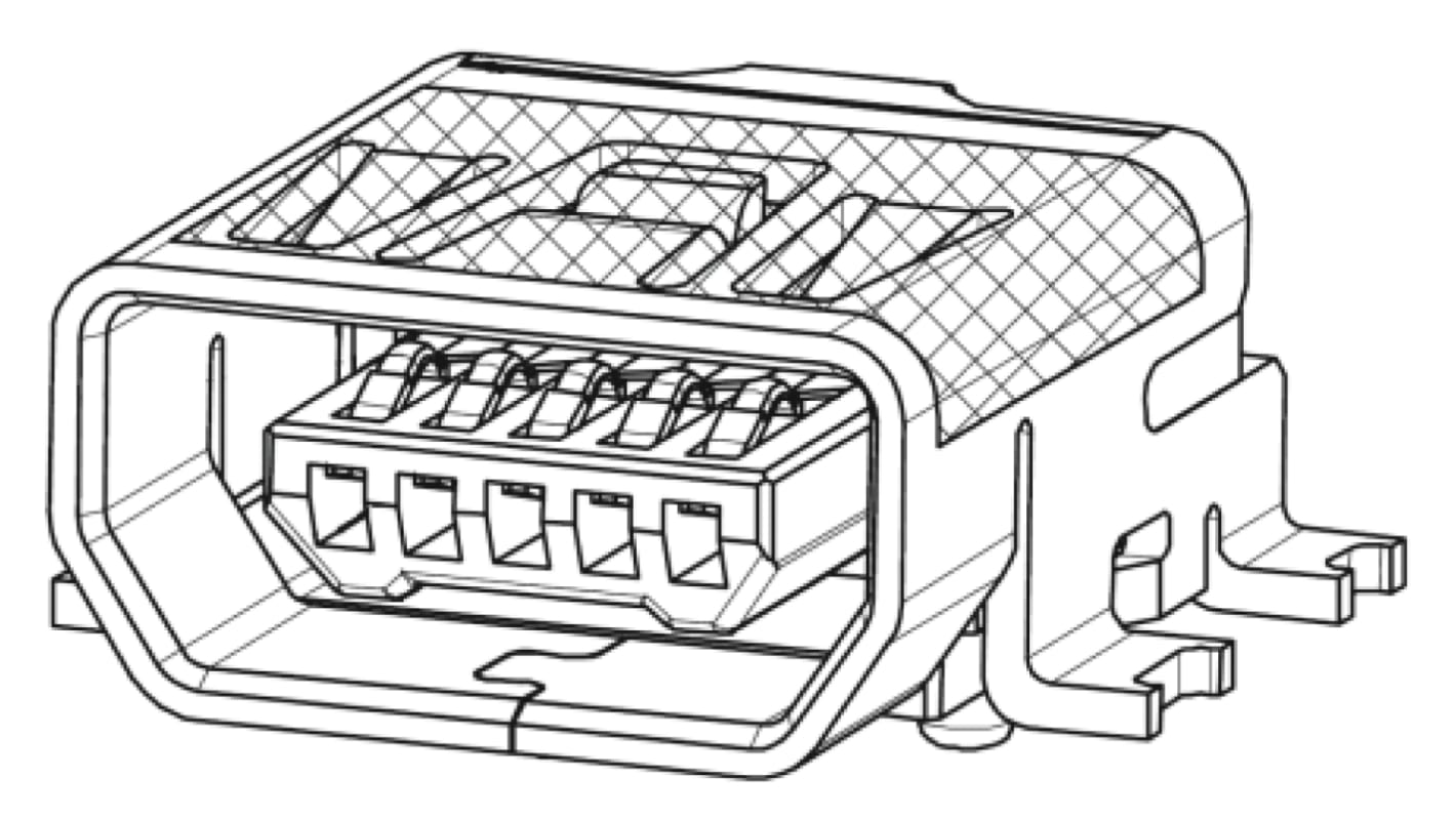 Molex Right Angle, SMT, Socket Type Micro AB 2.0 USB Connector