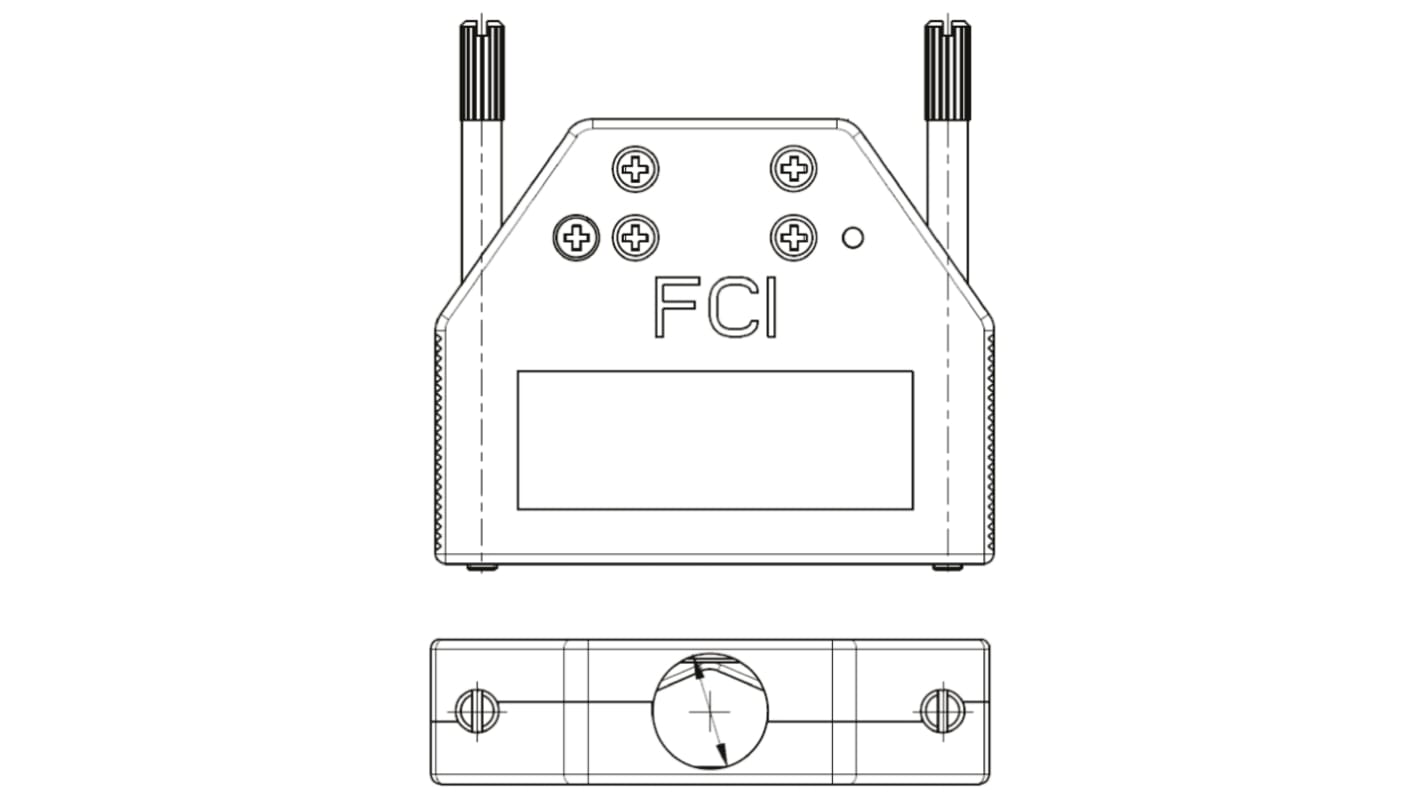 Amphenol ICC 8655MH Series Die Cast Zinc D Sub Backshell, 25 Way, Strain Relief