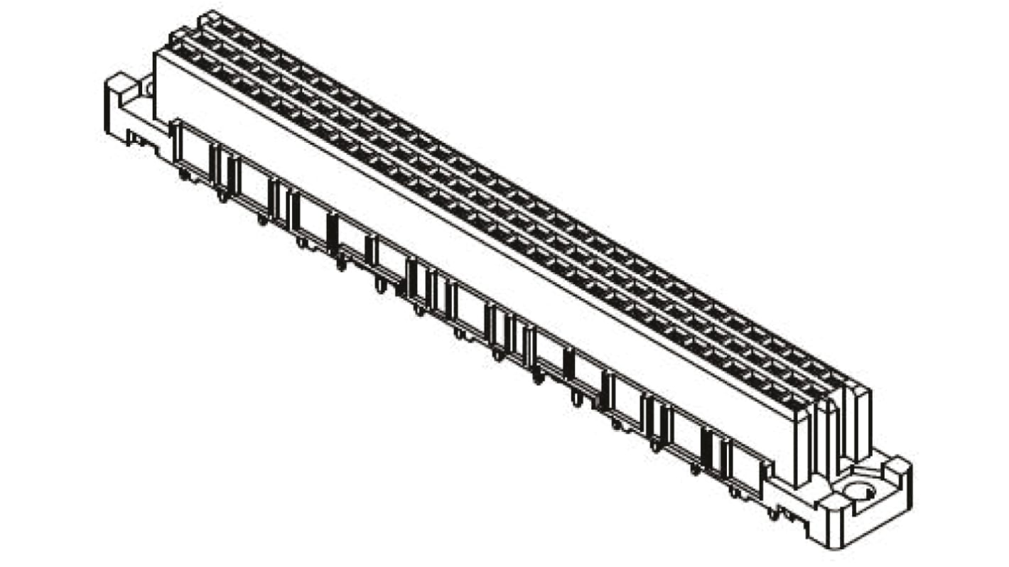 Connecteur DIN 41612 HARTING série 09 03, 96 contacts Femelle, Droit sur 3 rangs, entraxe 2.54mm