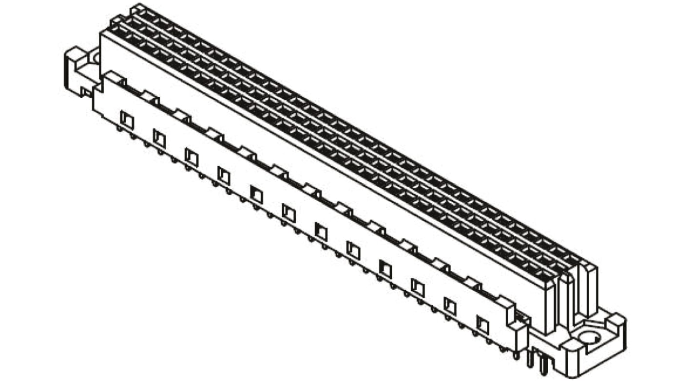 Conector DIN 41612 hembra Harting de 64 contactos serie 09 03, paso 2.54mm, 3 filas, clase C2