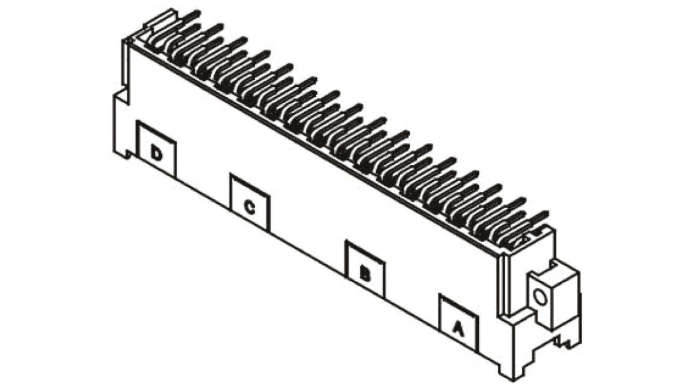 Conector DIN 41612 macho Ángulo de 90° Harting de 48 contactos serie 09 06, paso 2.54 mm, 5.08 mm, 3 filas, clase C2