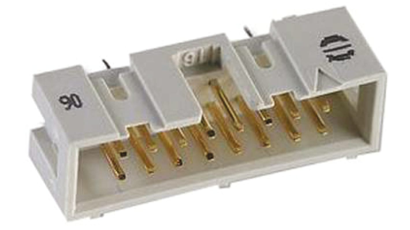 Harting SEK 18 Series Straight Through Hole PCB Header, 16 Contact(s), 2.54mm Pitch, 2 Row(s), Shrouded