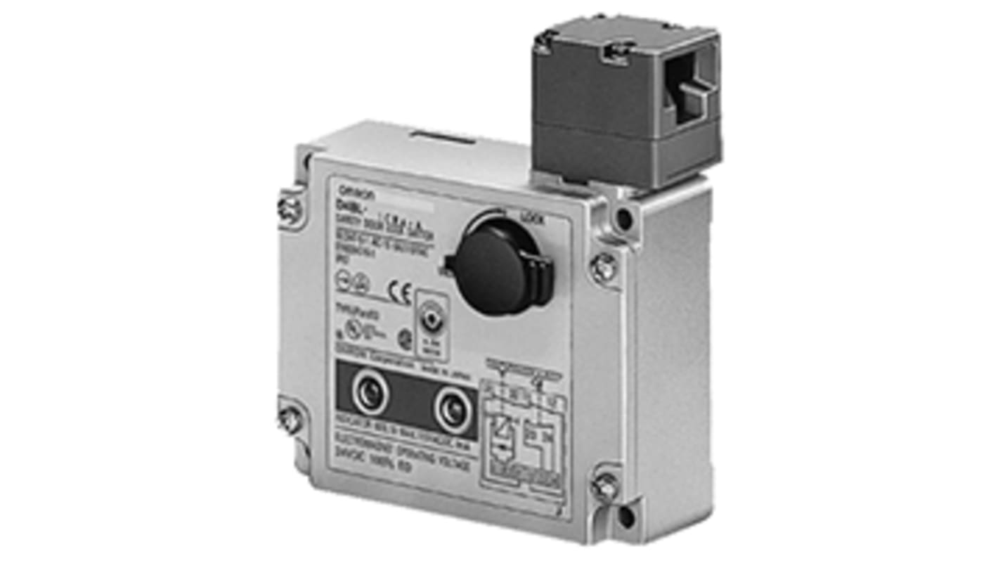 Interruptor de bloqueo por solenoide Omron D4BL, 24V dc, cont. aux. 1NC, Alimentar para desbloquear, IP67