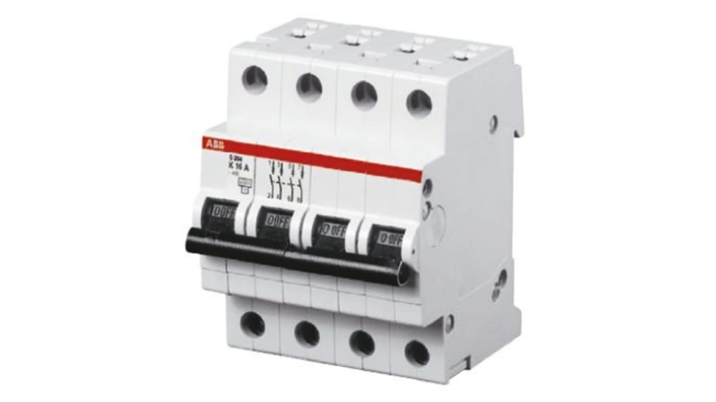 ABB System Pro M Compact S200 MCB, 4P, 6A Curve D, 400V AC, 6 kA Breaking Capacity