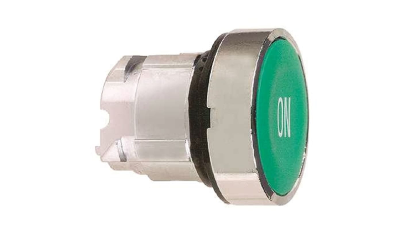 Cabezal de pulsador Schneider Electric serie Harmony XB4, Ø 22mm, de color Verde, Retorno por Resorte, IP66, IP67, IP69K