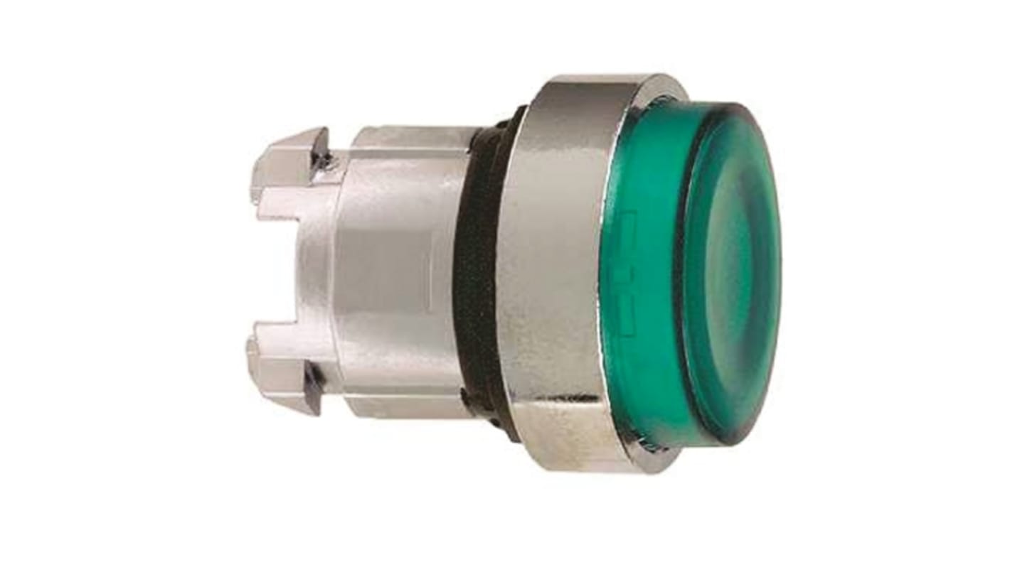 Cabezal de pulsador Schneider Electric serie Harmony XB4, Ø 22mm, de color Verde, Mantenido, IP67, IP69K