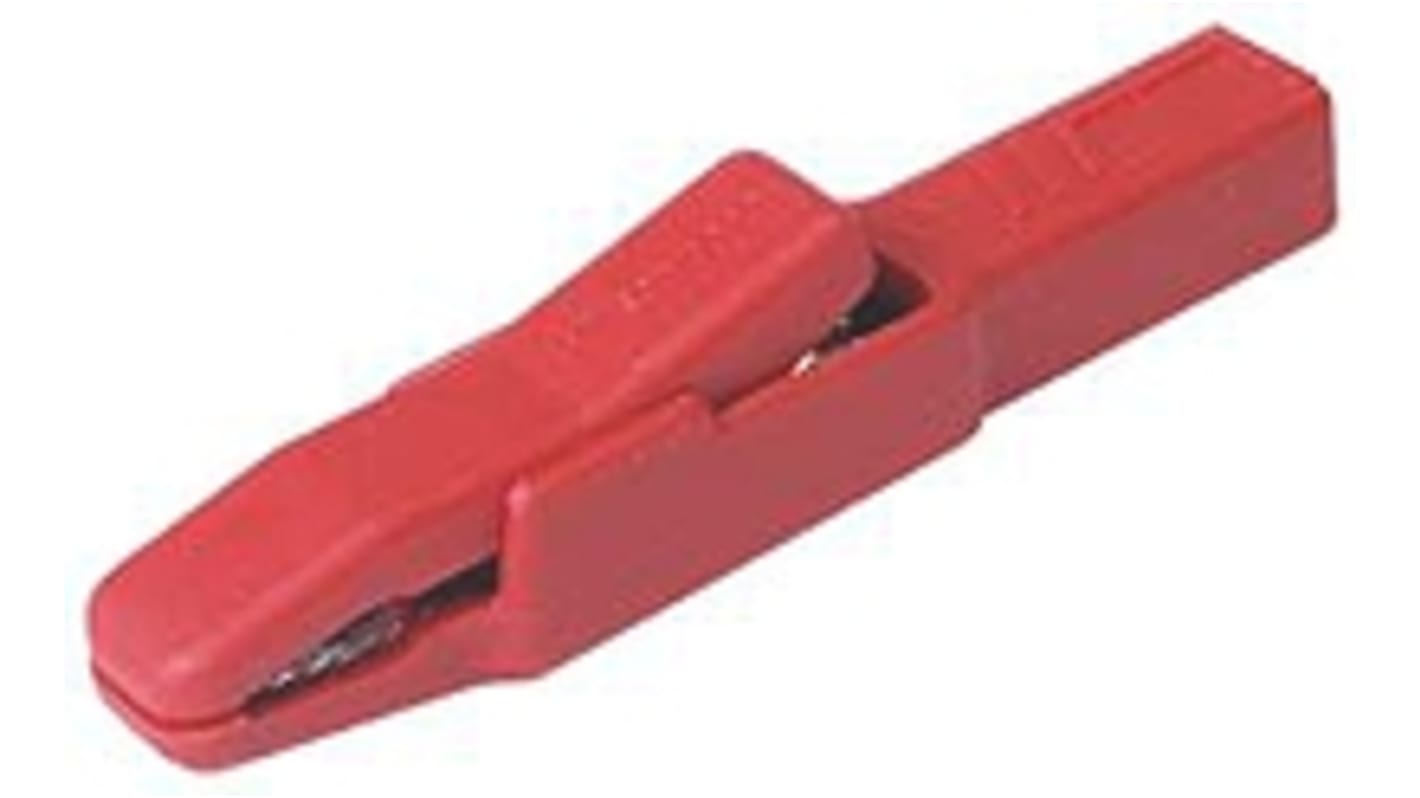 Clip a coccodrillo  Hirschmann T&M, 25A, apertura 9.5mm, isolato, col. Rosso