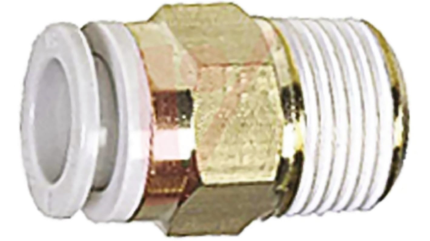 SMC KQ2 Series Bulkhead Threaded-to-Tube Adaptor, Rc 1/2 Female to Push In 1/2 in, Threaded-to-Tube Connection Style